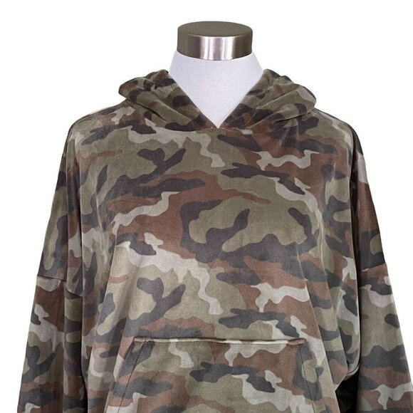 American Eagle AE Cozy Ever After Hoodie Green Camo Velour Pullover Womens Sz S - Picture 4 of 6